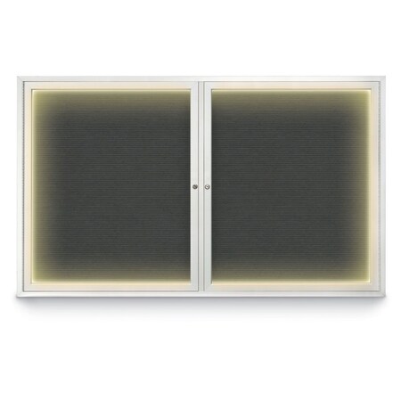 Indoor Enclosed Combo Board,42x32,Blk Frame/Wht Porc & Medium Grey